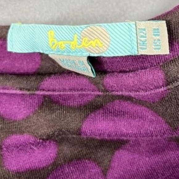 Boden Dress Womens US 10 Purple Brown Polka Dot Short Sleeve Belted Knee Length - Picture 3 of 6